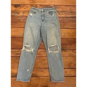 Vintage Ripped Mom Jeans Light Wash Y2K Grunge American Eagle Jeans Size 4